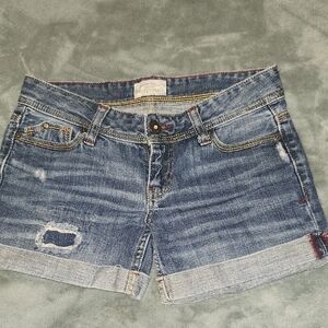 Aeropostale Blue Jean Shorts Distressed Cuffed
